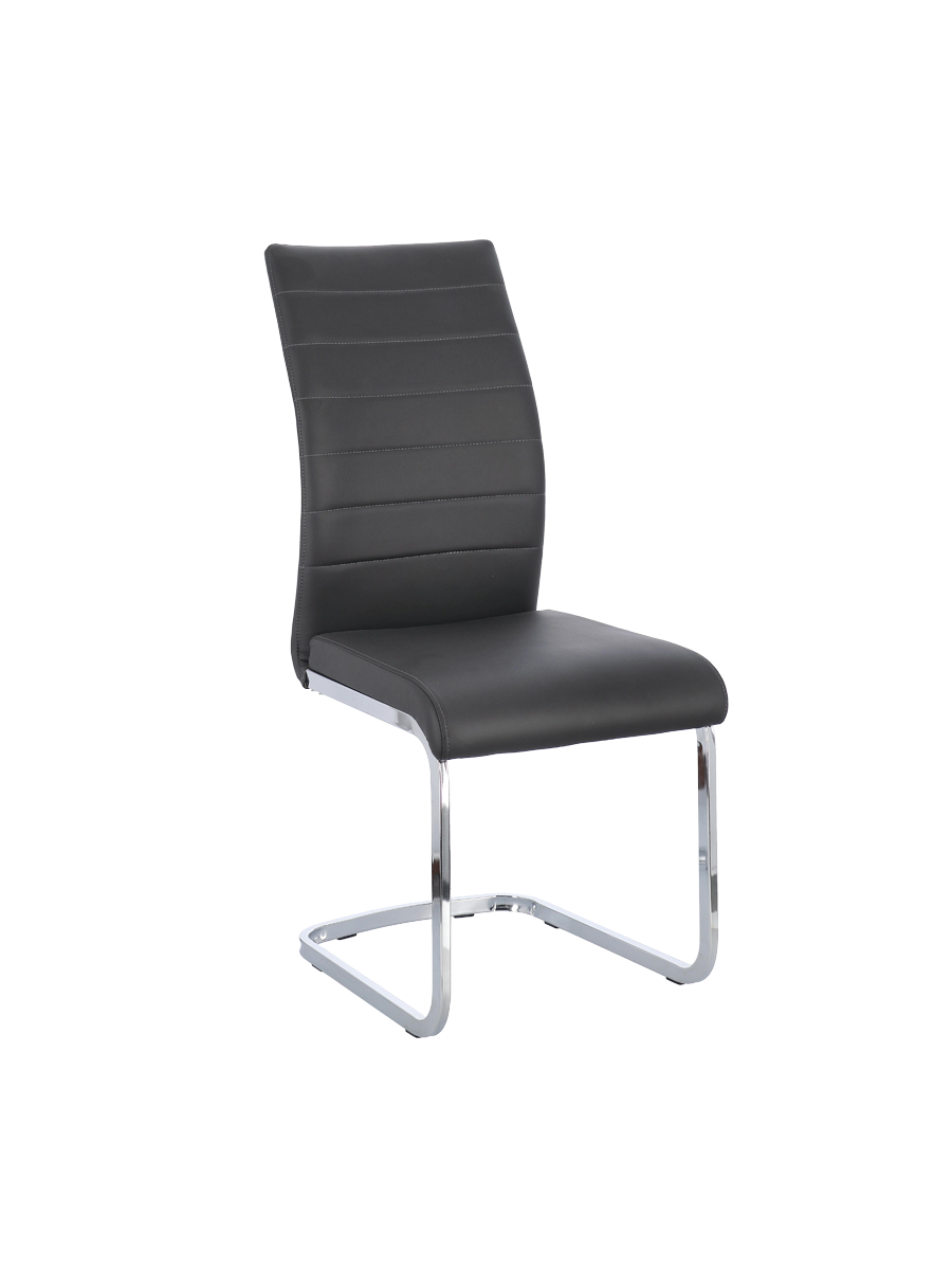 
Élégante chaise cantilever « Myra » - Pieds : Argent, Revêtement : Similicuir gris foncé
