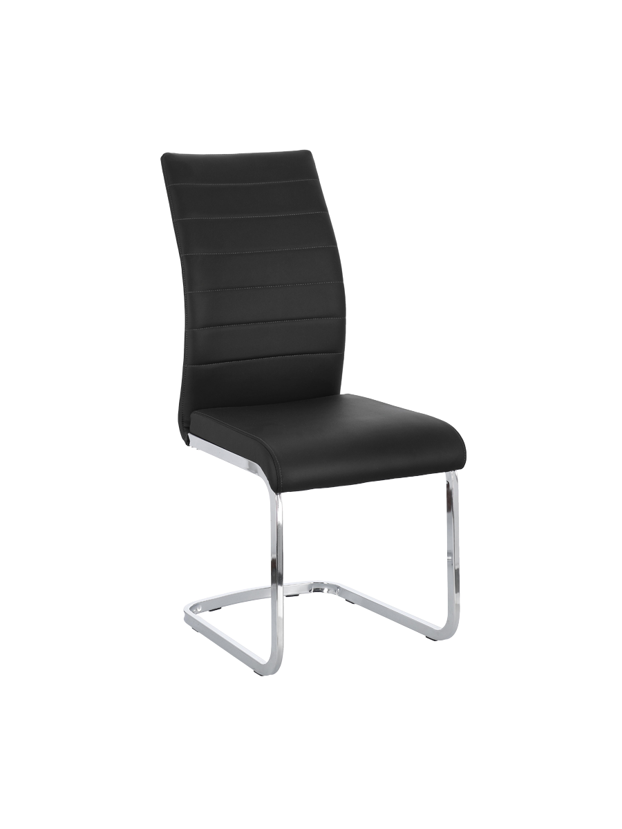 
Élégante chaise cantilever « Myra » - Pied : argenté, Revêtement : simili cuir noir