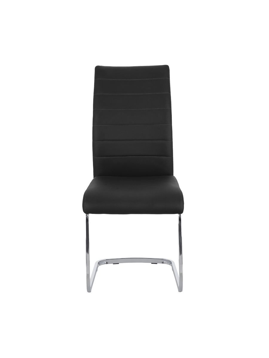 
Élégante chaise cantilever « Myra » - Pied : argenté, Revêtement : simili cuir noir