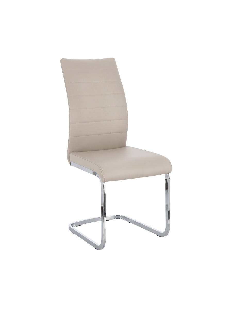 
Élégante chaise cantilever « Myra » - Pied : argent, revêtement : similicuir taupe