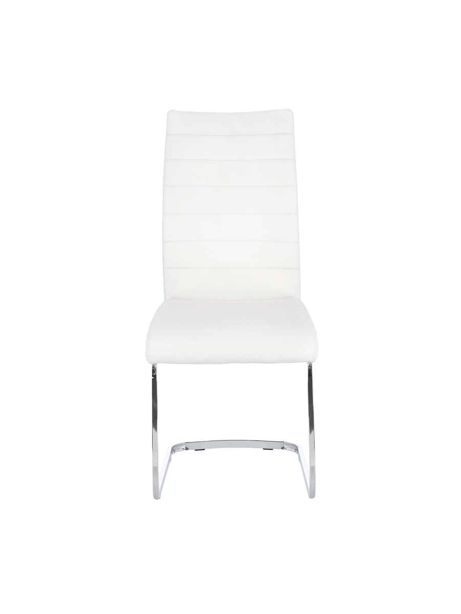 
Élégante chaise cantilever « Myra » - Pied: argent, Revêtement: similicuir blanc