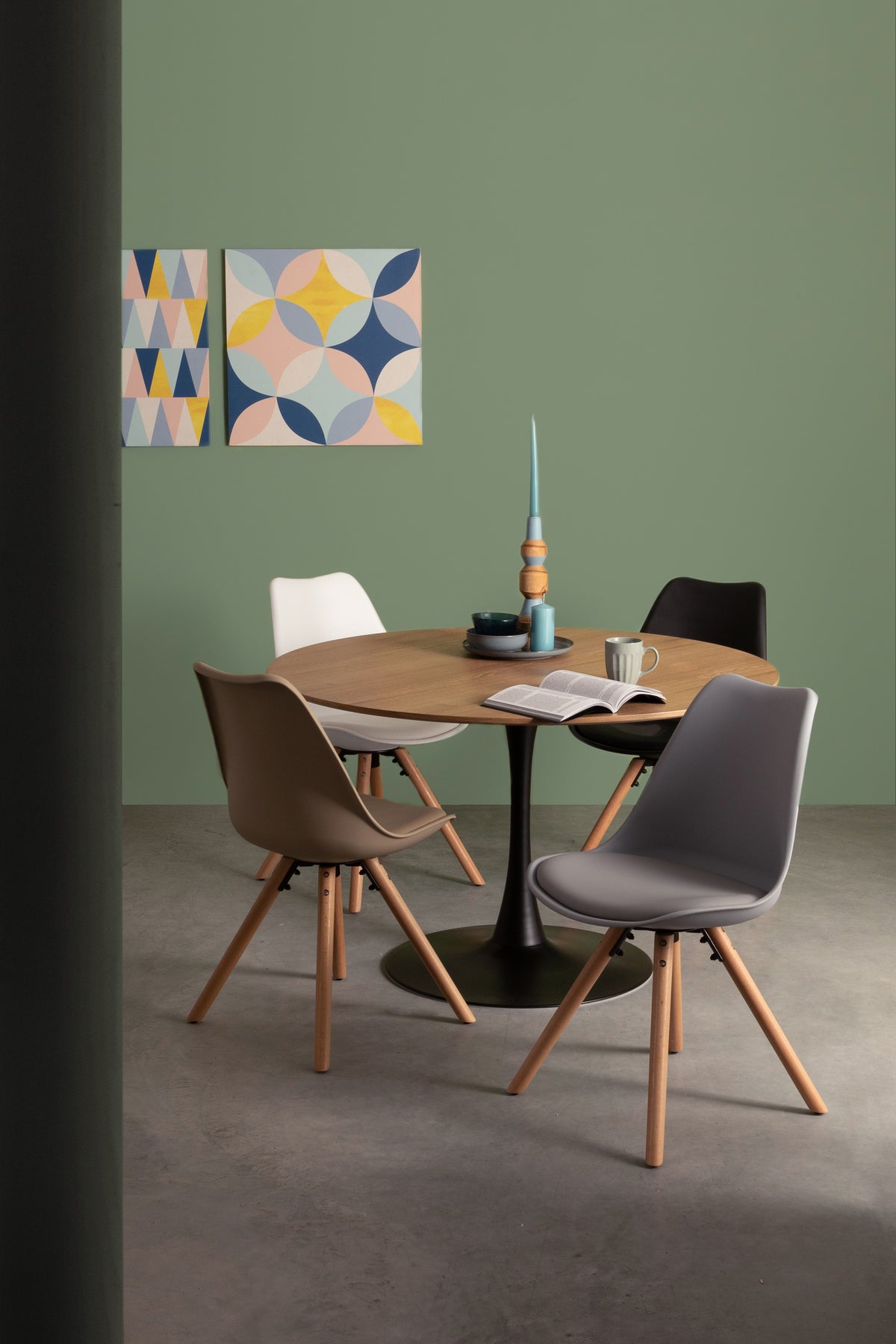 
Chaise de salle à manger de qualité « New Trend » - Pied: Naturel, Revêtement: Taupe