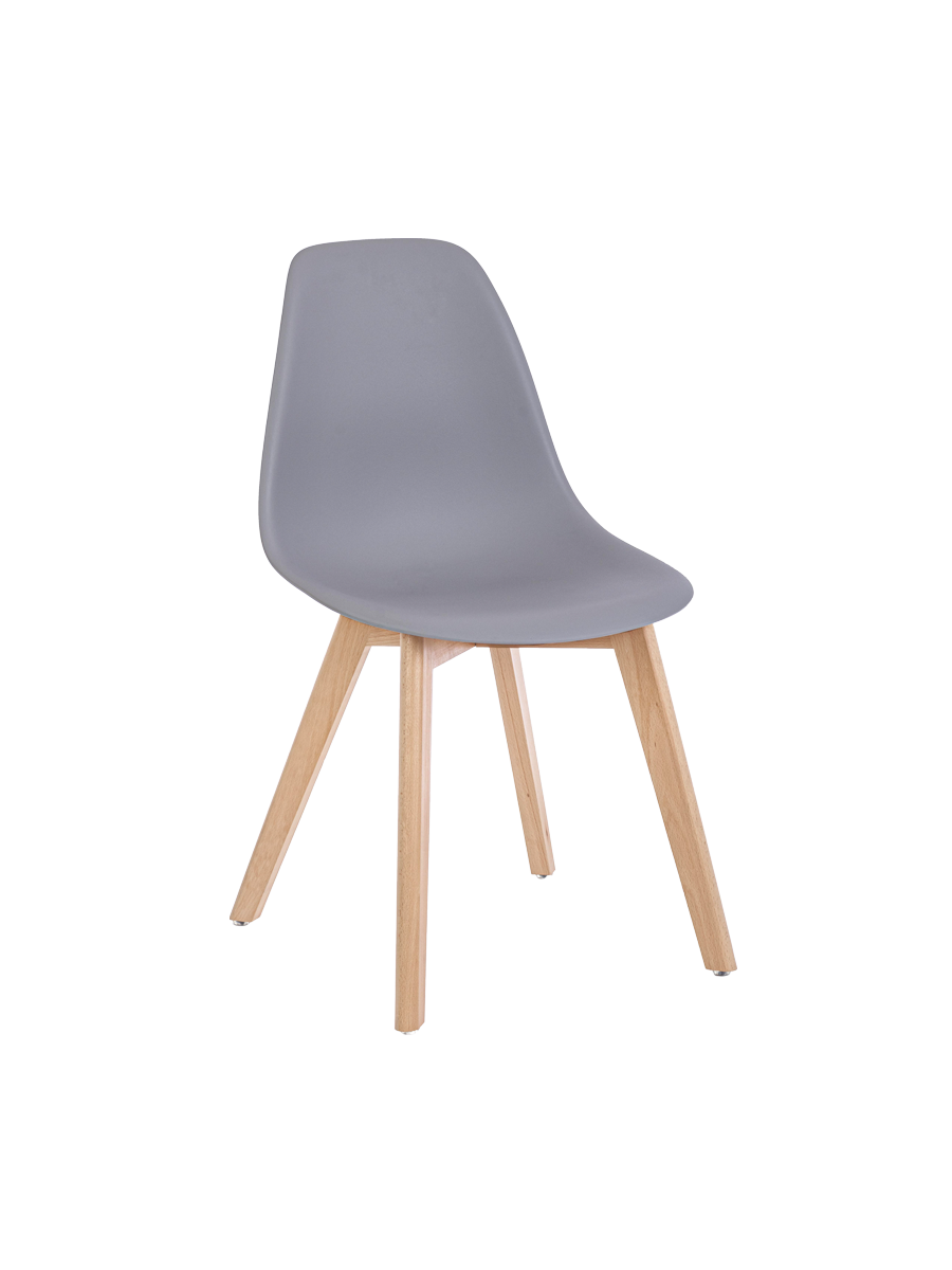 
Chaise de salle à manger de qualité « Systemo » - Pied : naturel, Coque d'assise : gris clair