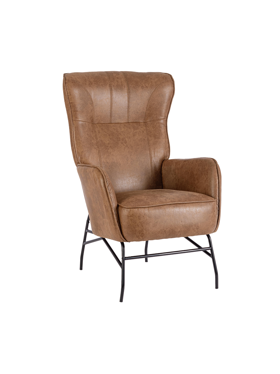 
Fauteuil de salon design « Nasira » - Pieds : noir, Revêtement : marron
