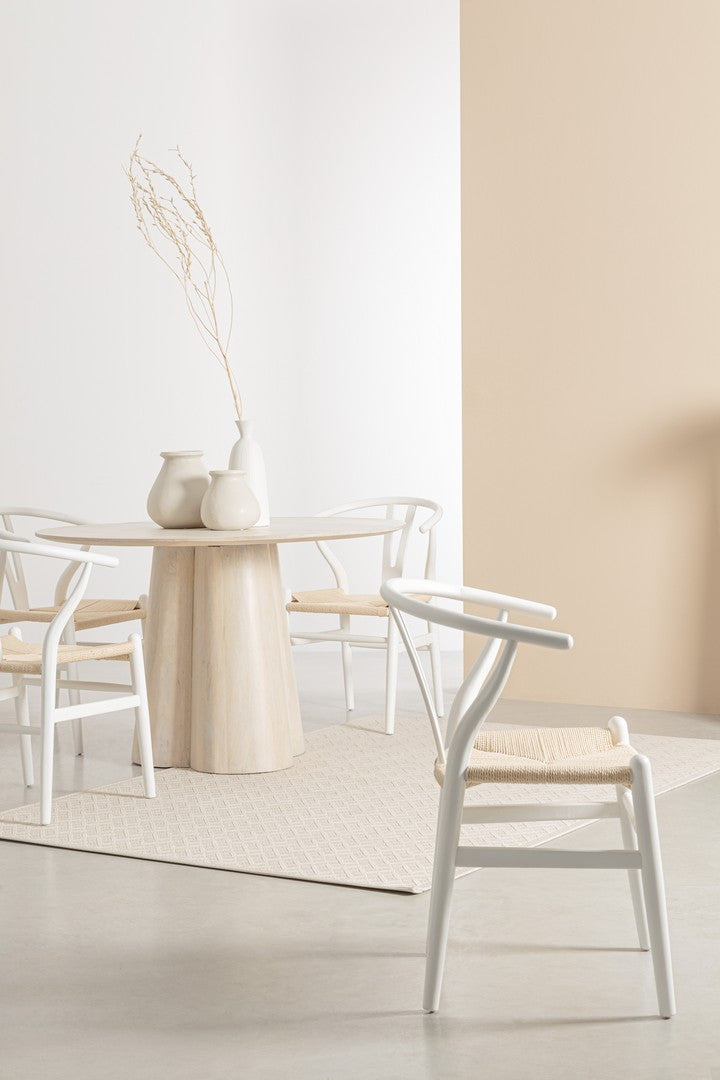 
Massivholz Design Esszimmerstuhl „Artemia“ - Weiss/Natural
