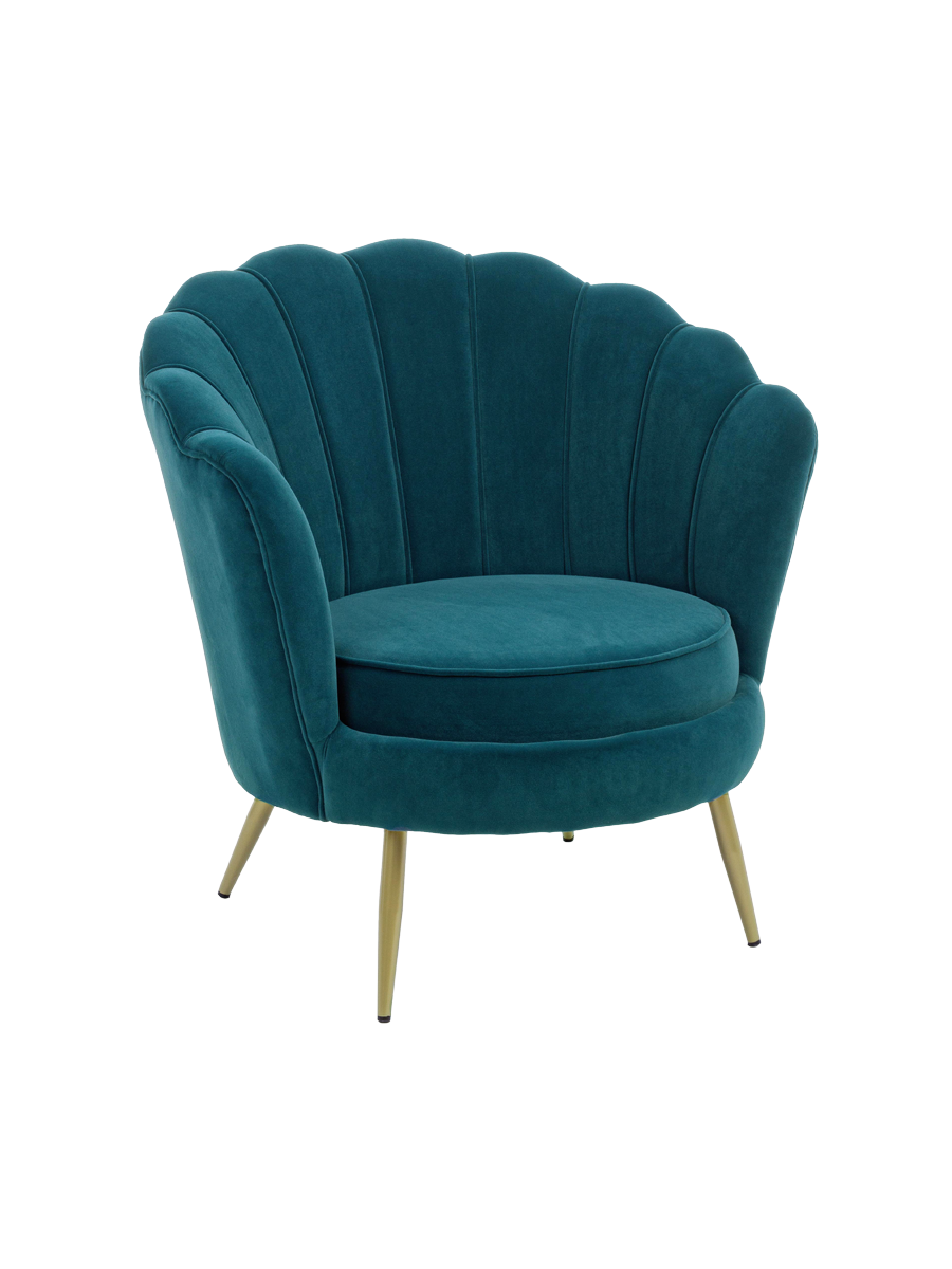 
Poltrona lounge di design «Giliola» - Piedini: dorati, rivestimento: petrolio