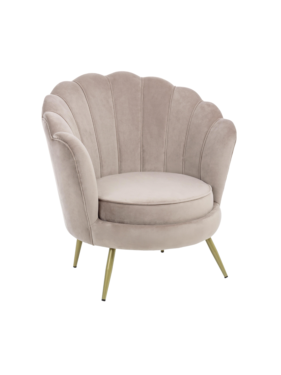 
Poltrona lounge di design «Giliola» - Piedini: Oro, Rivestimento: Grigio chiaro