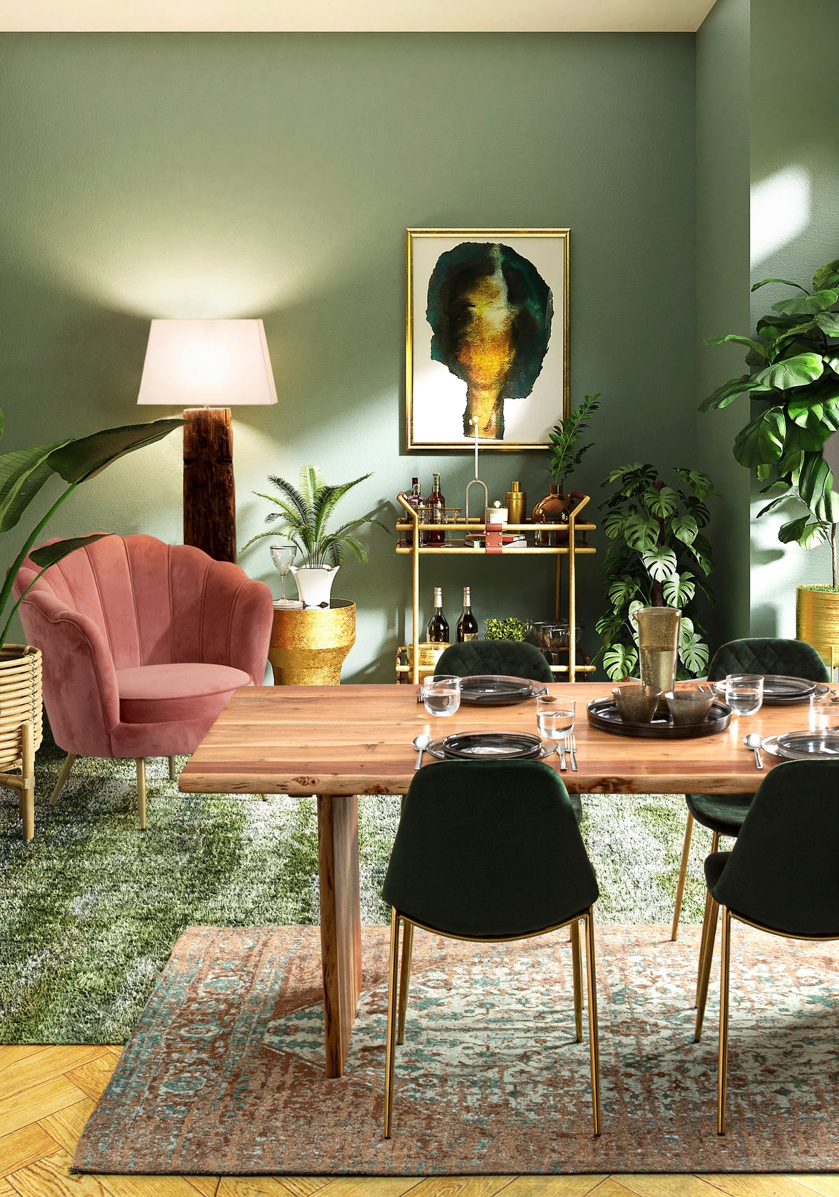 
Poltrona lounge di design «Giliola» - Piedini: Oro, rivestimento: Rosa antico