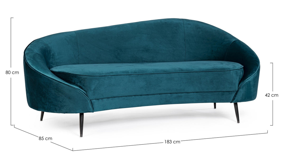 
3-Sitzer Design Sofa „Constance“ - Samt Petrol