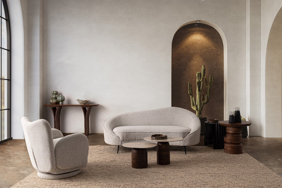 
3-Sitzer Design Sofa „Constance“ - Strukturstoff Hellgrau
