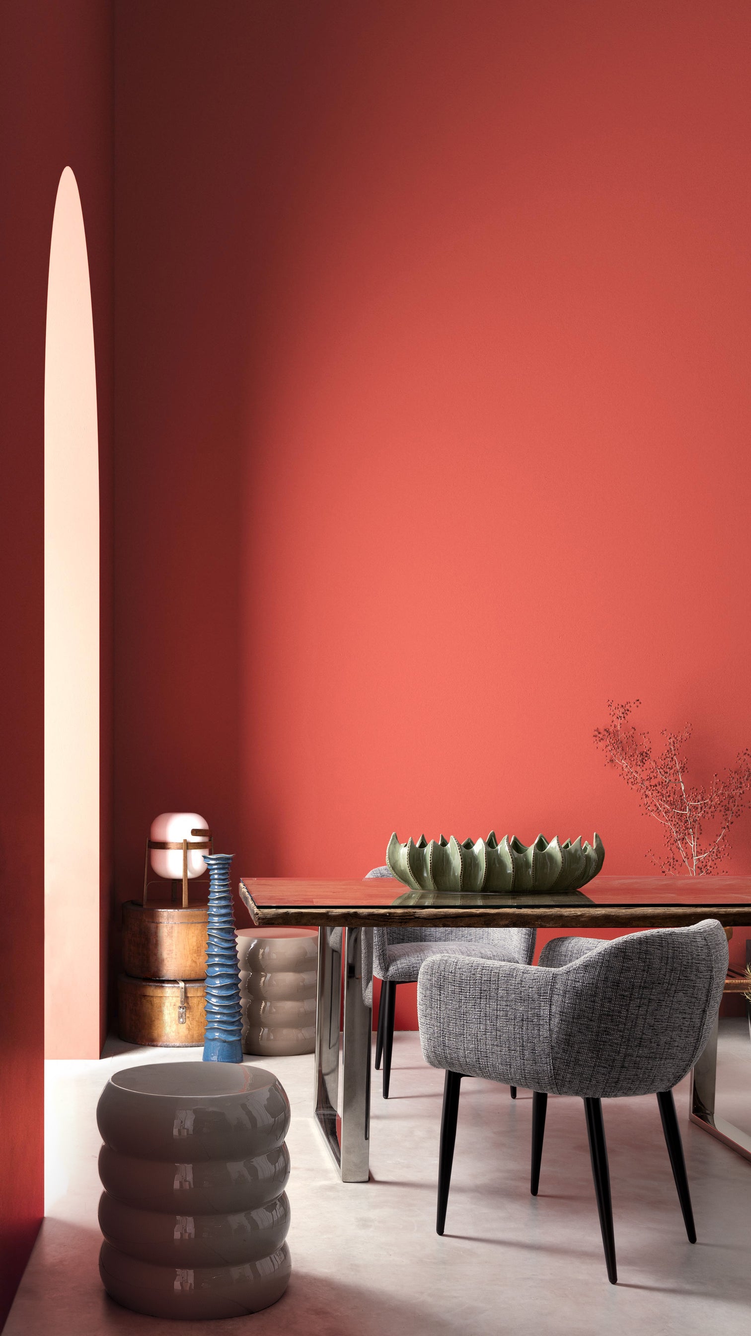 
Design Esstisch „Stanton“ aus recyceltem Teakholz mit Glasplatte, verschiedene Grössen - 180 x 90 cm