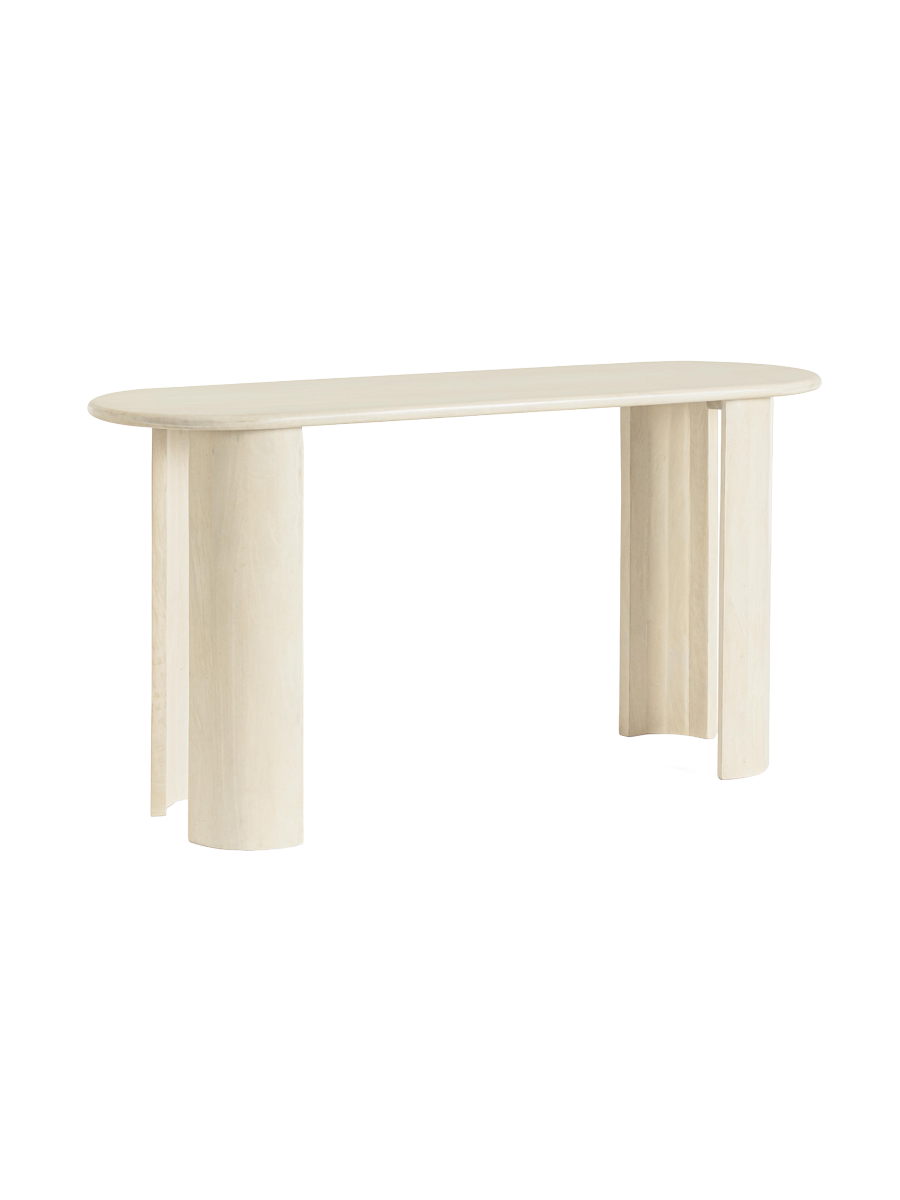 
Consolle ovale di design in legno massello «Orlando» - Inferno naturale
