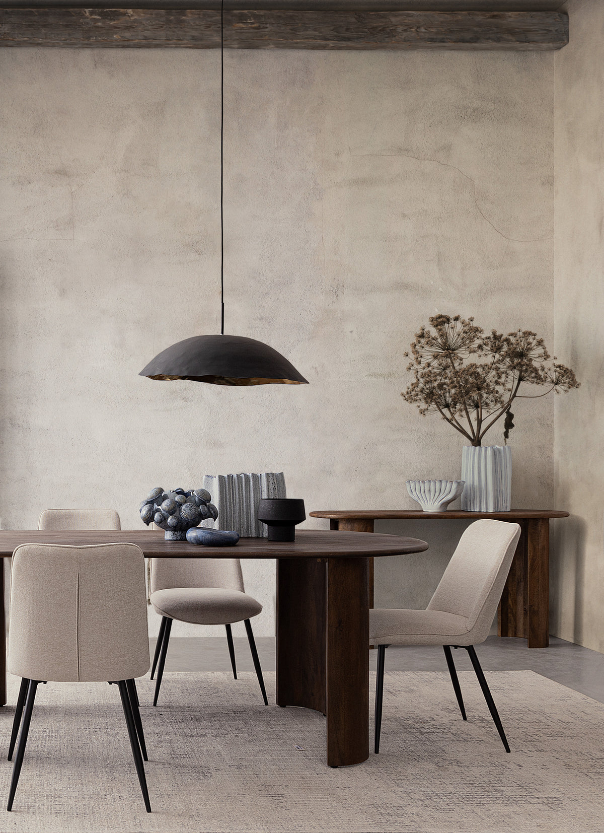 
Consolle ovale di design in legno massello «Orlando» - Braun