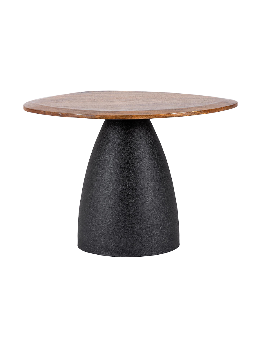 
Asymmetrischer, massiver Design Couchtisch „Stanley“ - Natural / Schwarz / Ø 60 cm