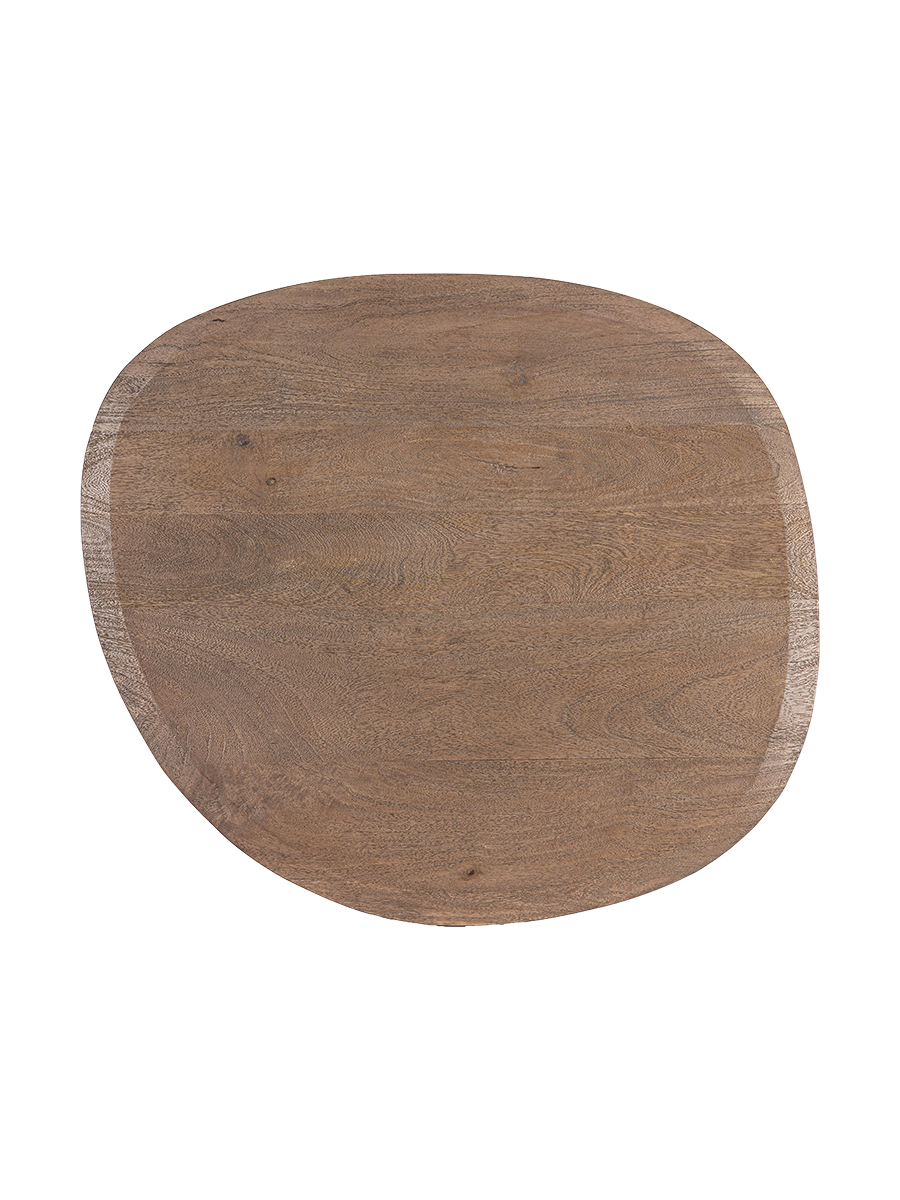 
Asymmetrischer, massiver Design Couchtisch „Stanley“ - Natural / Antik Malta / Ø 86 cm