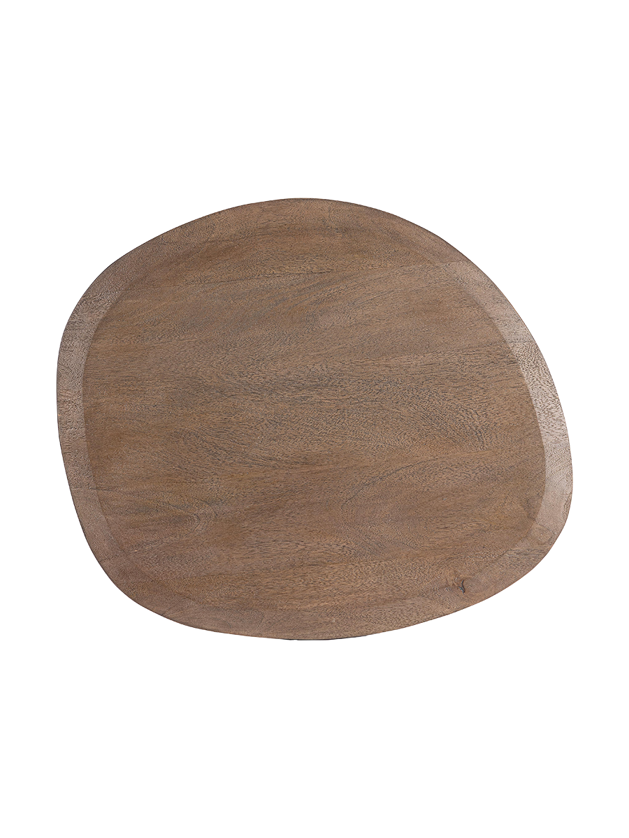 
Asymmetrischer, massiver Design Couchtisch „Stanley“ - Natural / Antik Malta / Ø 60 cm