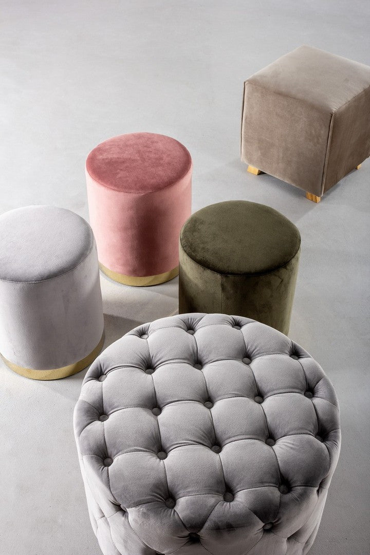 
Design Sitzpouf „Lorella“ - Samt Grau