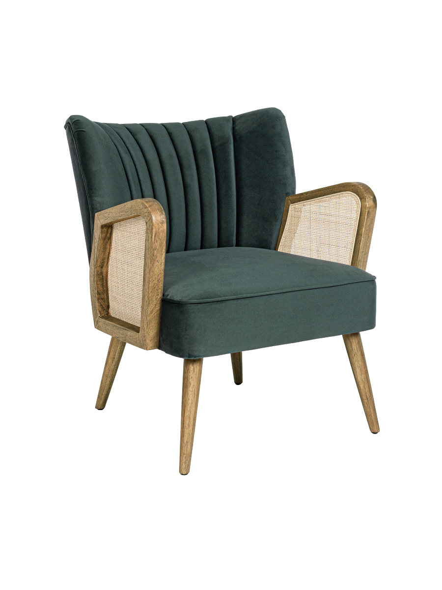 
Poltrona di design rétro massiccia «Virna» - Verde scuro