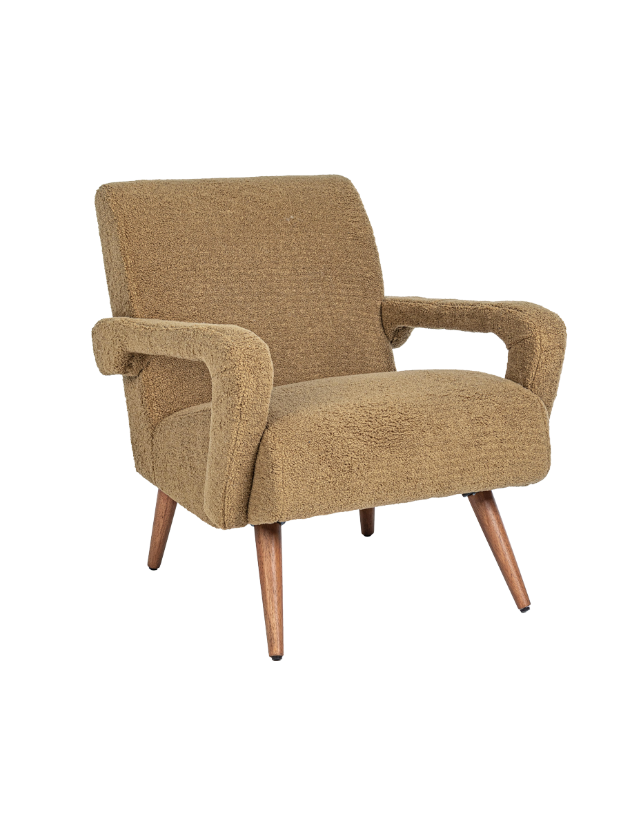 
Poltrona di design rétro massiccia «Berna» - Bouclé Verde chiaro