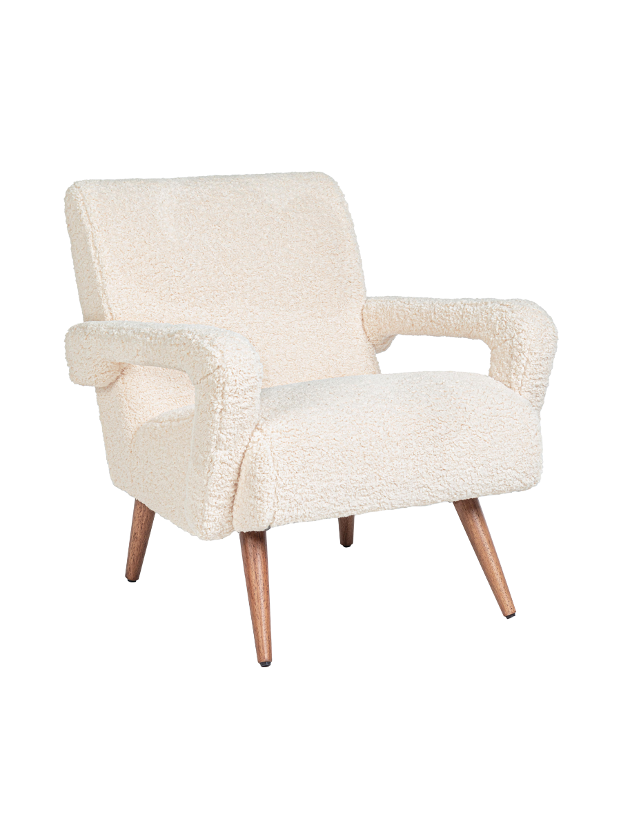 
Poltrona di design rétro massiccia «Berna» - Bouclé Bianco