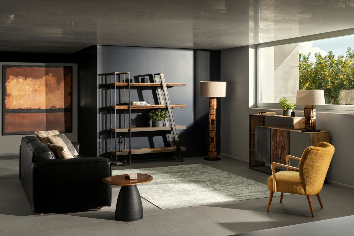 
Poltrona di design rétro massiccia «Moritz» - Bouclé Verde chiaro