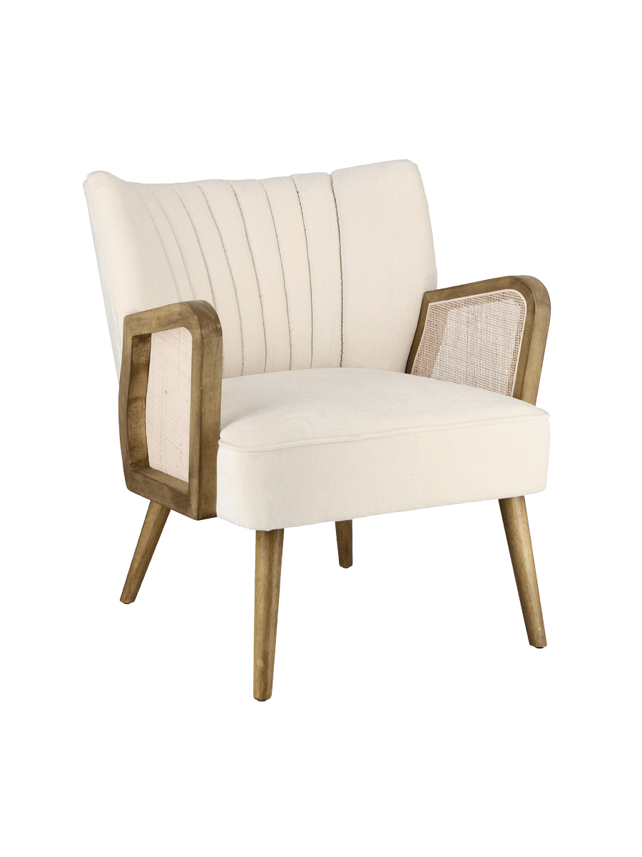 
Poltrona di design rétro massiccia «Virna» - Avorio