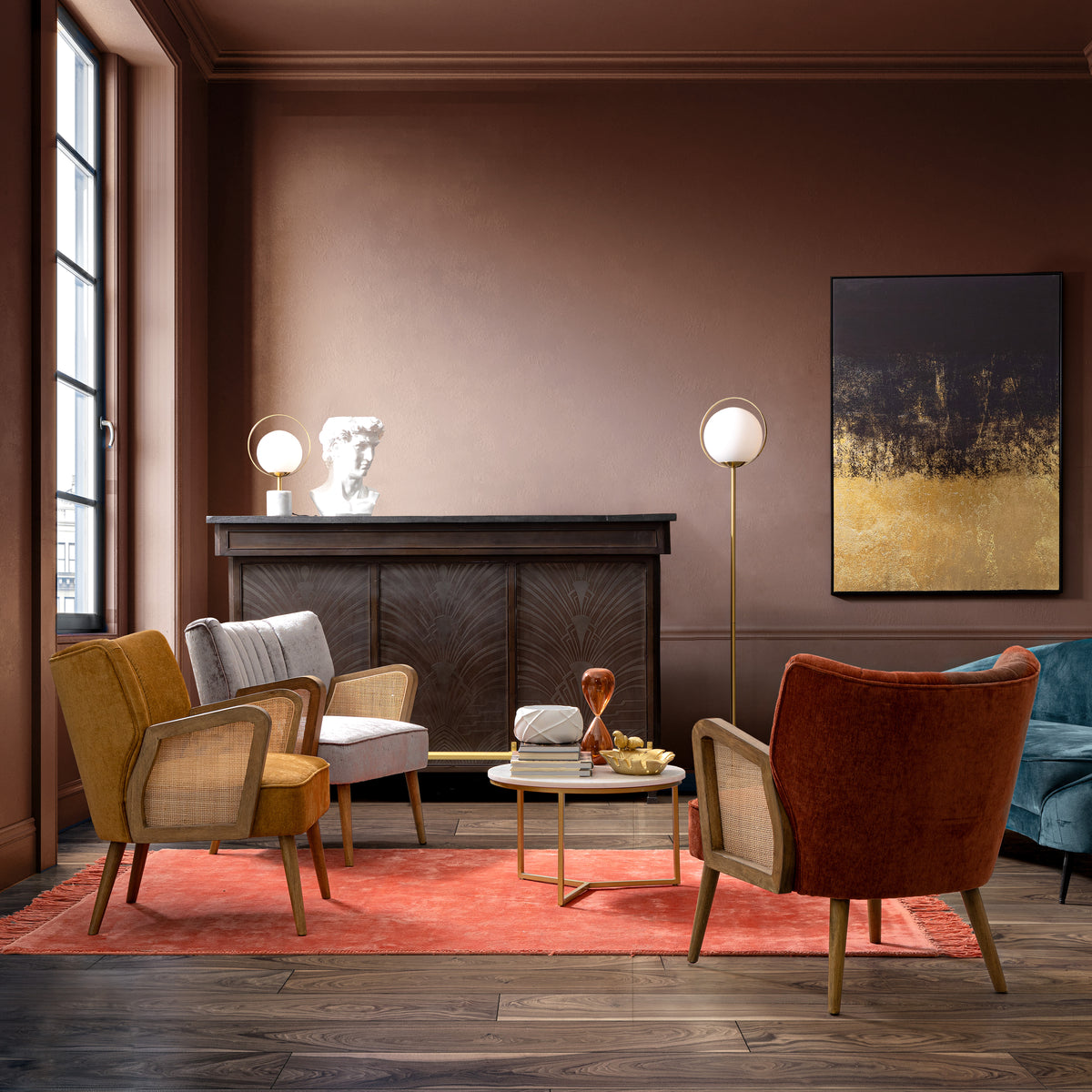 
Poltrona di design rétro massiccia «Virna» - Argento