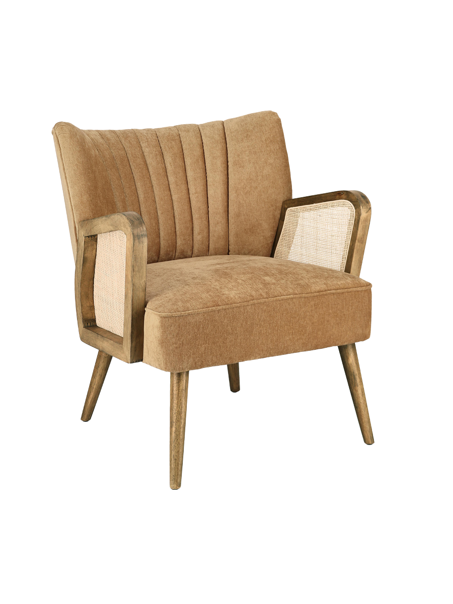 
Poltrona di design rétro massiccia «Virna» - Giallo senape