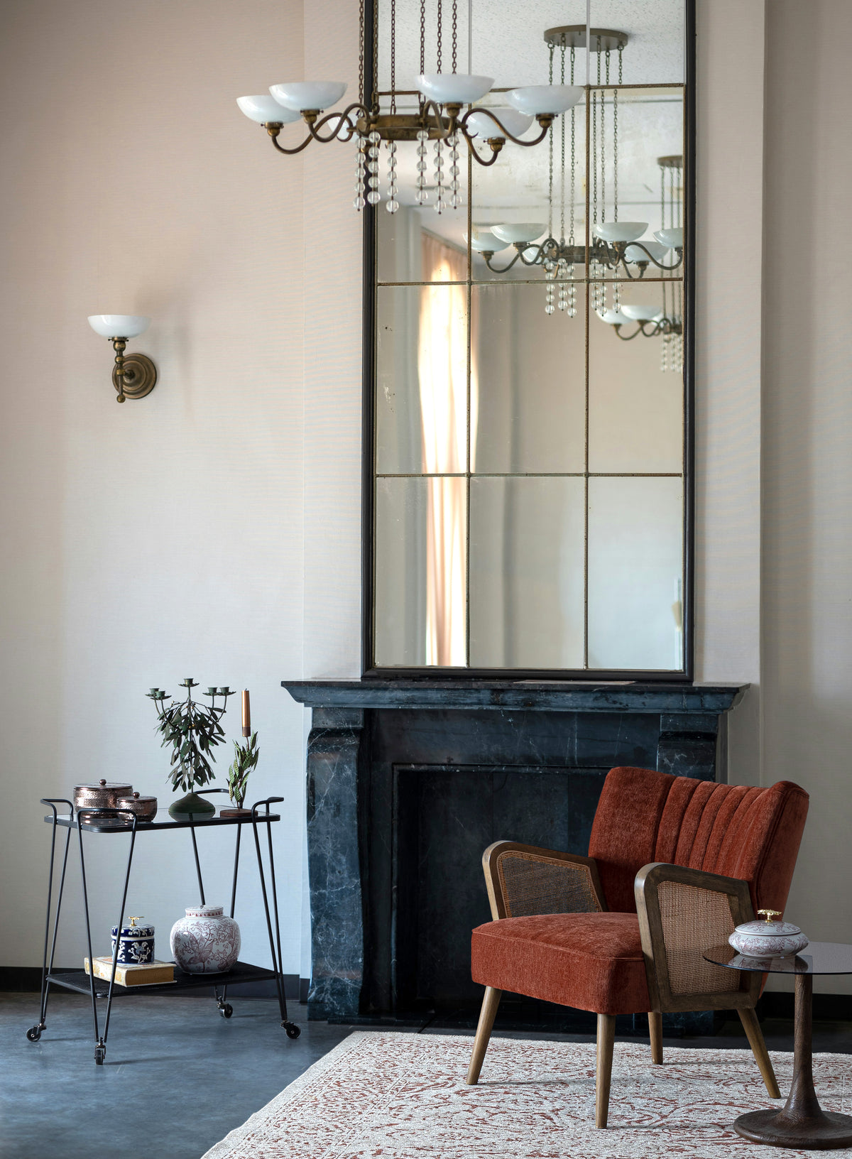 
Poltrona di design rétro massiccia «Virna» - Rosso mattone