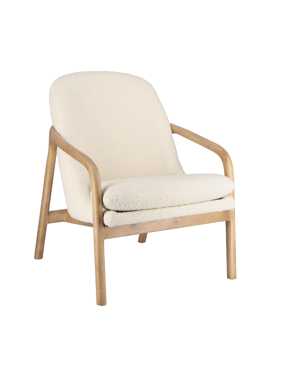 
Poltrona di design in legno massiccio «Elaide» - Bouclé Ecru