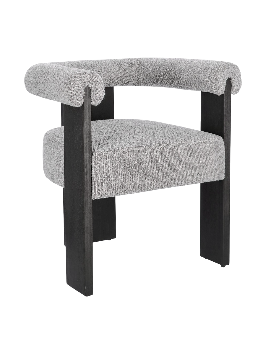 
Massiver Design Armlehnstuhl „Agape“ - Schwarz/Bouclé Grau