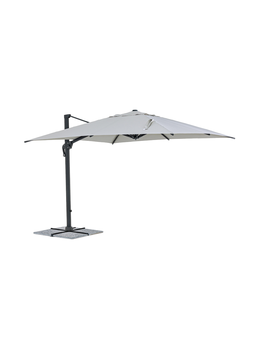 
Hochwertiger, 360° schwenkbarer Ampelschirm „Ines“, verschiedene Grössen - 300 x 300 cm / Anthrazit / Hellgrau
