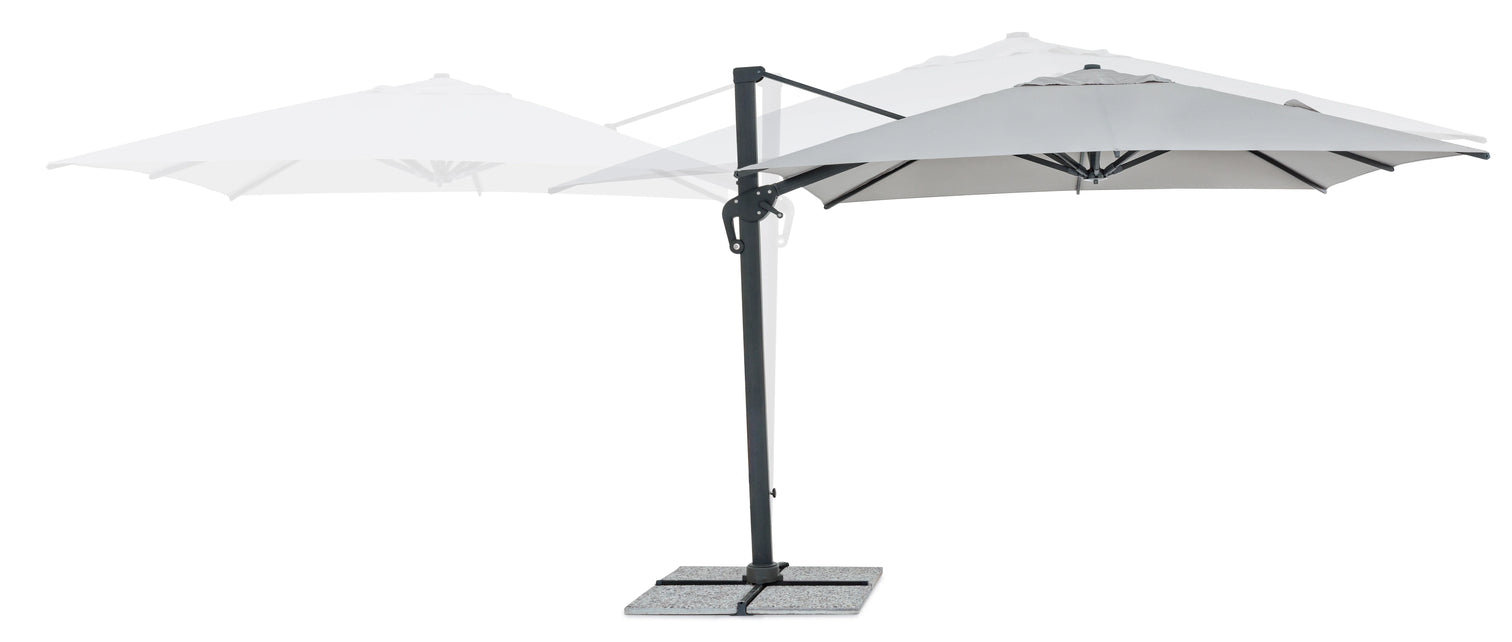 
Hochwertiger, 360° schwenkbarer Ampelschirm „Ines“, verschiedene Grössen - 300 x 300 cm / Anthrazit / Hellgrau