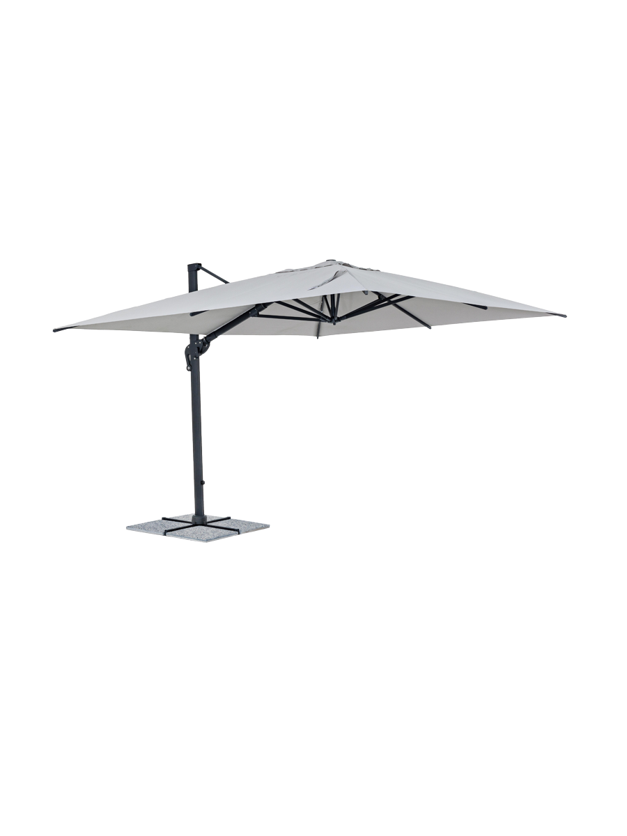 
Hochwertiger, 360° schwenkbarer Ampelschirm „Ines“, verschiedene Grössen - 400 x 300 cm / Anthrazit / Hellgrau