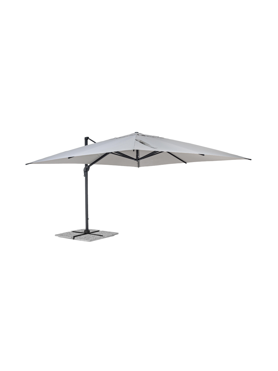 
Hochwertiger, 360° schwenkbarer Ampelschirm „Ines“, verschiedene Grössen - 400 x 400 cm / Anthrazit / Hellgrau