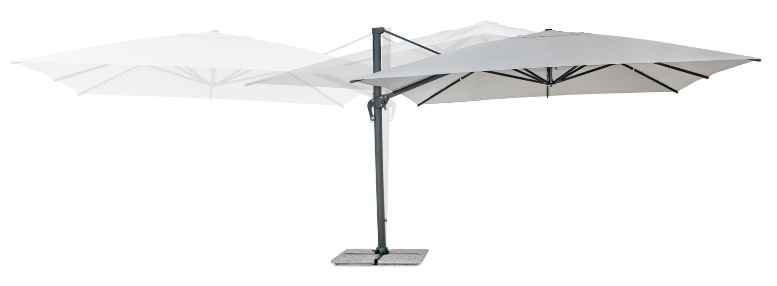 
Hochwertiger, 360° schwenkbarer Ampelschirm „Ines“, verschiedene Grössen - 400 x 400 cm / Anthrazit / Hellgrau