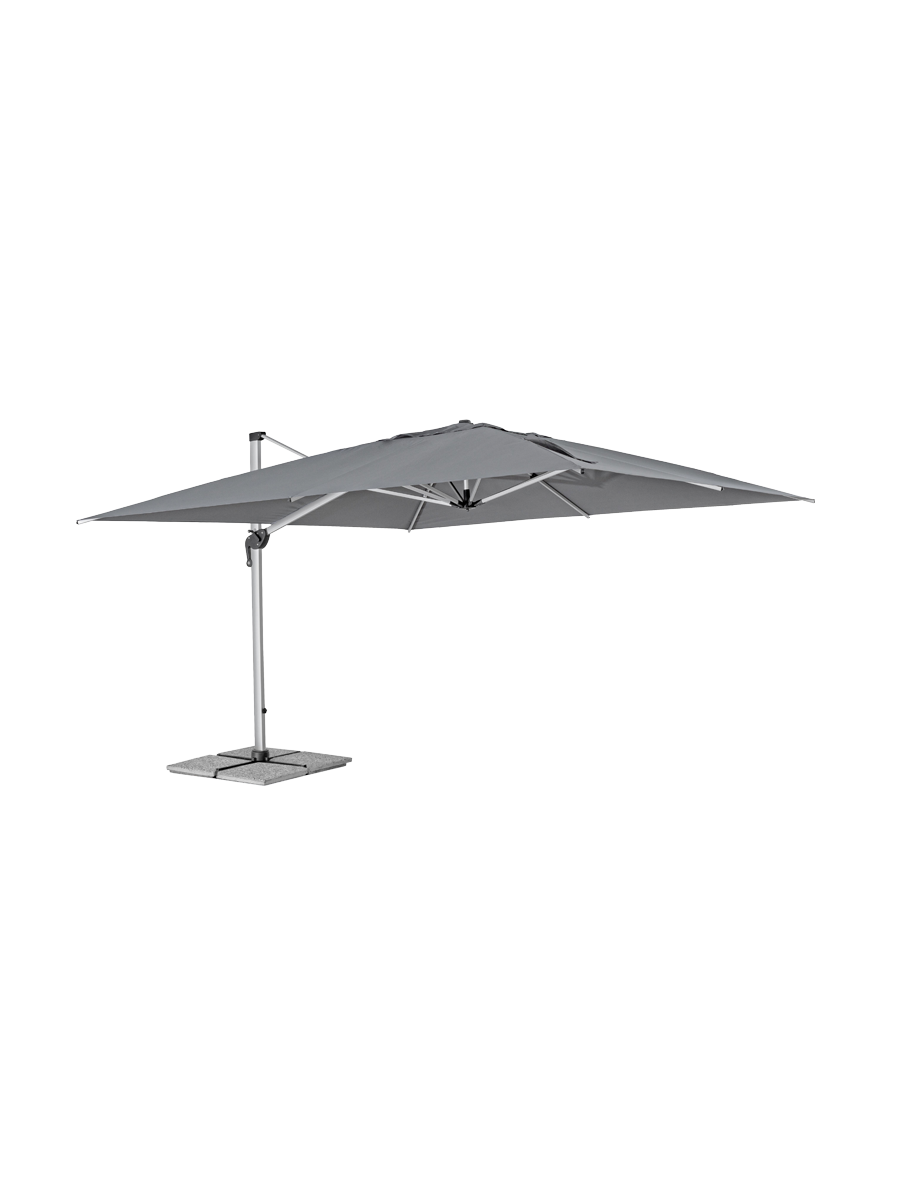 
Hochwertiger, 360° schwenkbarer Ampelschirm „Ines“, verschiedene Grössen - 400 x 400 cm / Silber / Dunkelgrau