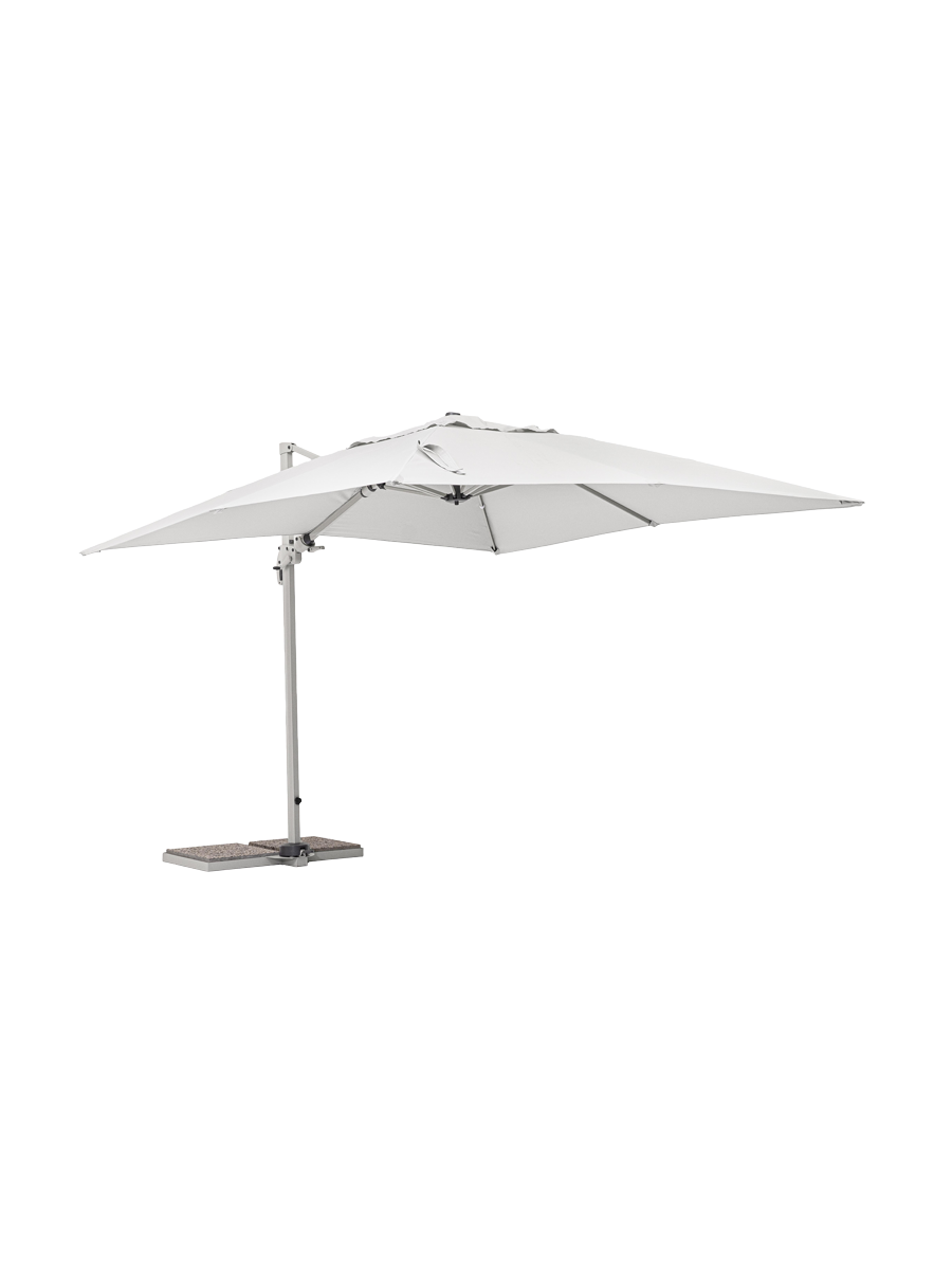 
360° schwenkbarer Premium Ampelschirm „Saragozza“, verschiedene Grössen - 300 x 300 cm / Weiss / Grau / Ohne Schutzhülle