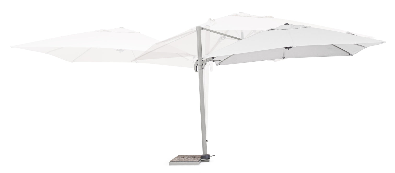
360° schwenkbarer Premium Ampelschirm „Saragozza“, verschiedene Grössen - 300 x 300 cm / Weiss / Grau / Ohne Schutzhülle
