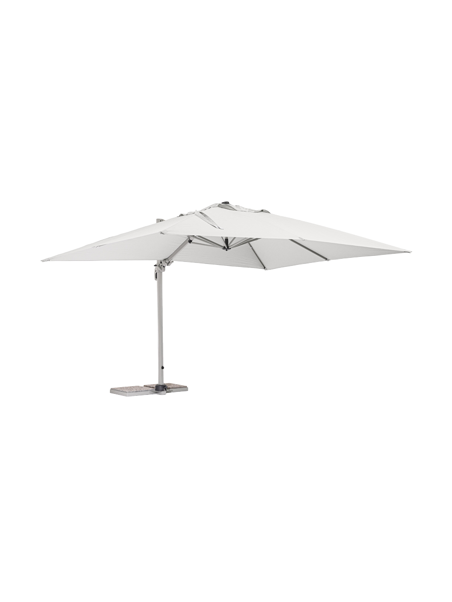 
360° schwenkbarer Premium Ampelschirm „Saragozza“, verschiedene Grössen - 300 x 400 cm / Weiss / Grau / Ohne Schutzhülle