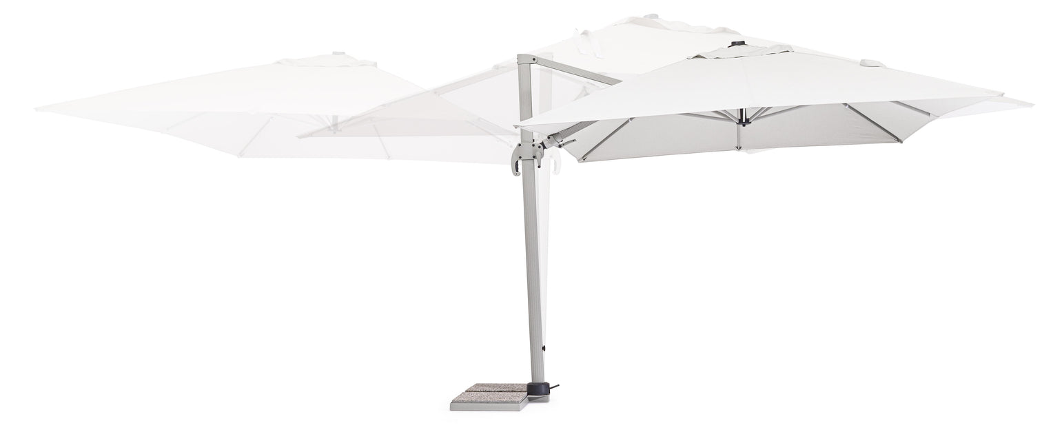 
360° schwenkbarer Premium Ampelschirm „Saragozza“, verschiedene Grössen - 300 x 400 cm / Weiss / Grau / Ohne Schutzhülle