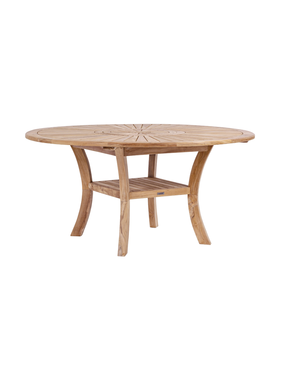 
Runder Premium Gartentisch „Maryland“ Ø 155 cm drehbarer Platte - Massives Teakholz