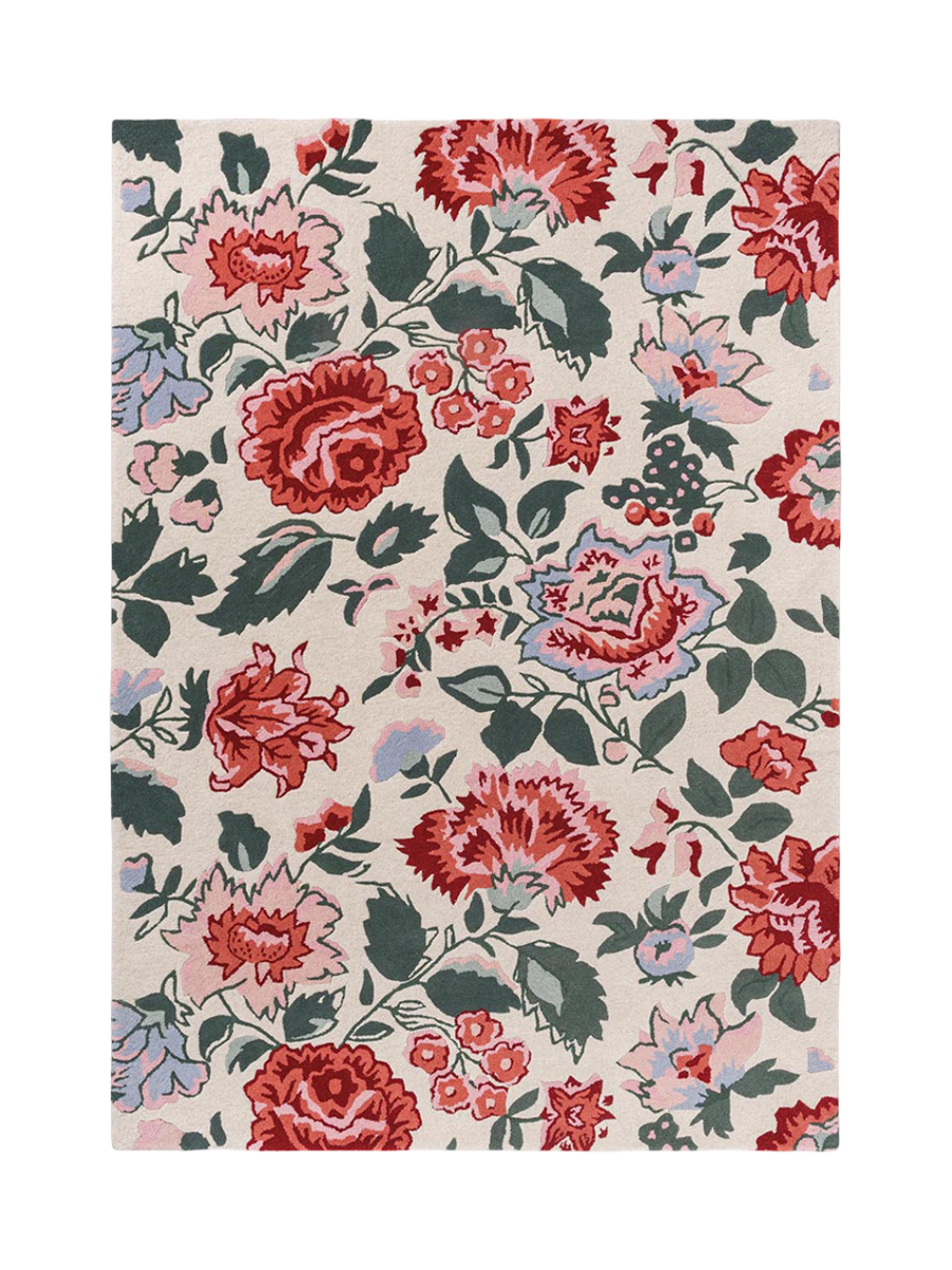 
Handgetufteter Designer Wollteppich „Wendling Floral“, verschiedene Grössen - Muster, 30 x 30 cm / Poppy Red