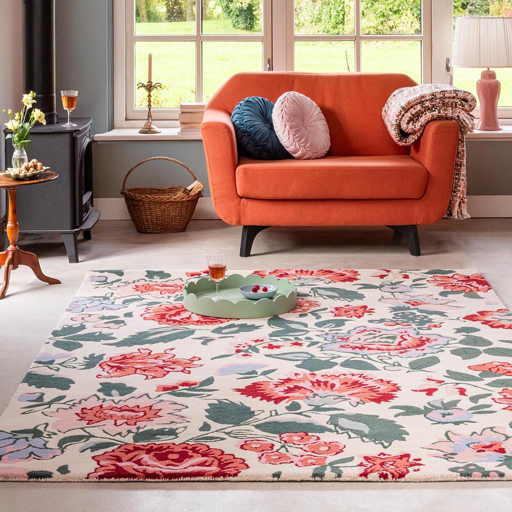 
Tapis en laine tufté à la main, design « Wendling Floral », différentes tailles - 140 x 200 cm / Rouge coquelicot