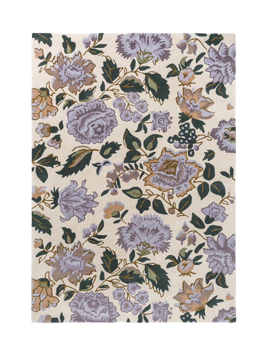 
Handgetufteter Designer Wollteppich „Wendling Floral“, verschiedene Grössen - Muster, 30 x 30 cm / Heather Purple