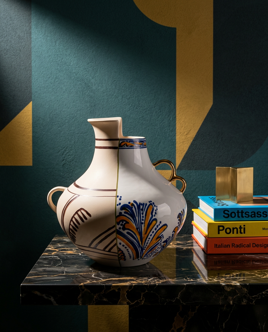 
Hand-painted designer porcelain vase "Hybrid Nazca"