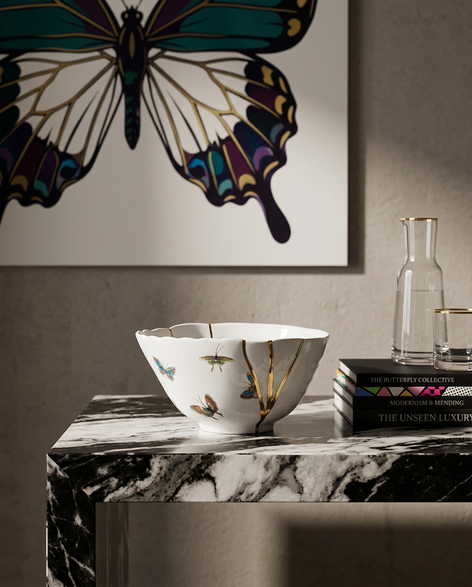 
Bol décoratif « Kintsugi 01 » en porcelaine ornée d'or fin
