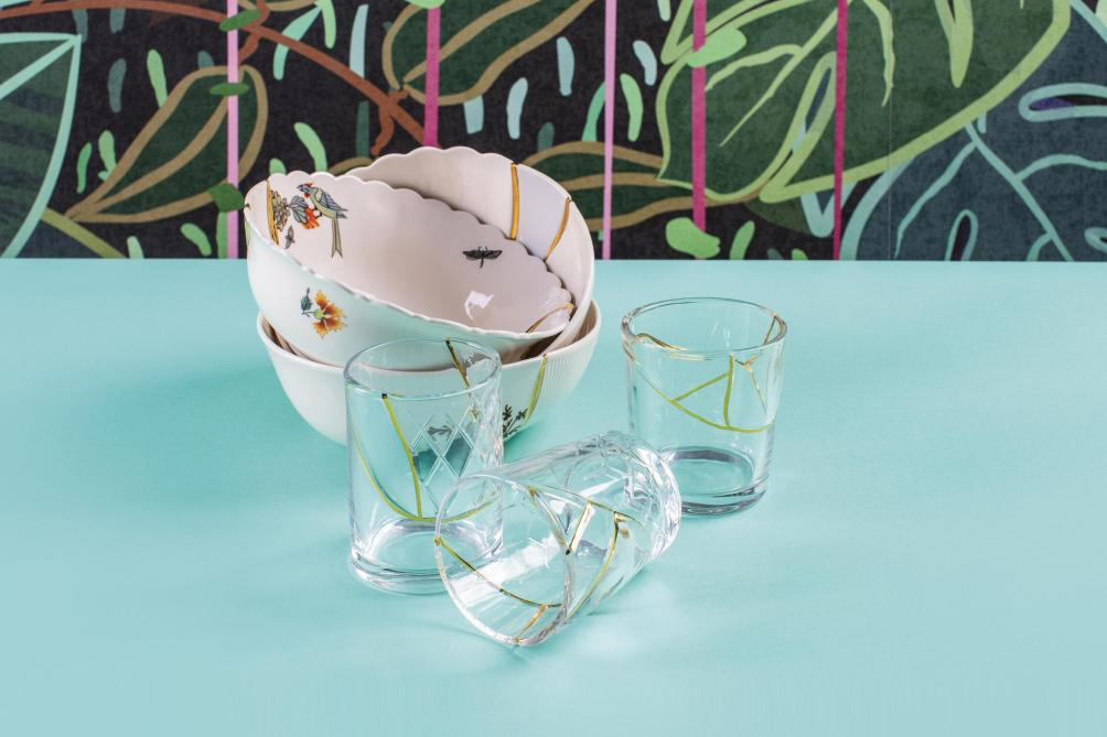 
Bol design « Kintsugi 01 » en porcelaine orné d'or fin