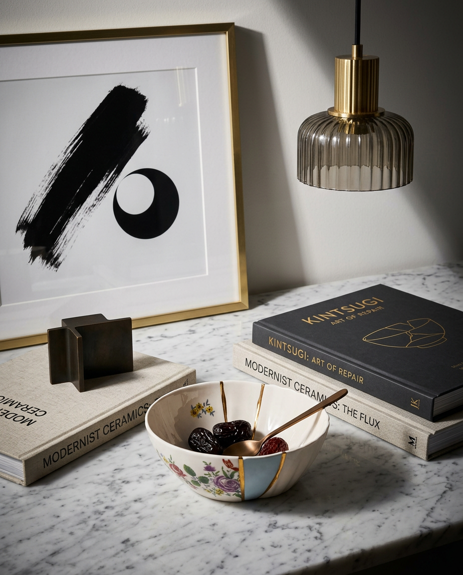 
Bol design « Kintsugi 03 » en porcelaine, décoré d'or fin