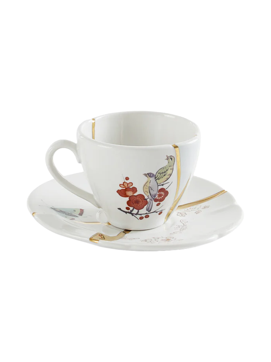 
Set à expresso design en porcelaine « Kintsugi 01 » orné d'or fin